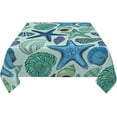 thumbnail image 6 of Navy Blue Teal Nautical Starfish Beach Coastal Sea Beachy Waterproof Picnic Party Square Table Cloth Cover 60 X 60 Inches Square Tablecloth for 30-46 Inch Home Dining Room Kitchen, 6 of 6