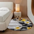 thumbnail image 3 of Yellow Egg Flowers 8' Round Area Rug, Plumeria Floral Stone Farmhouse Wooden Washable Non-Slip Large Circle Rugs for Living Room Bedroom, Soft Low Pile Rug Carpet for Dining Room Kitchen Farmhouse, 3 of 9