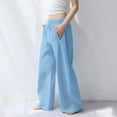 thumbnail image 6 of Hfnxid Women's Wide Leg Sweatpant Plus Size Casual Loose Fit Wide Leg Trouser Lightweight Baggy Drawstring Pants Breathable Going Out Travel Hiking Pants Light Blue L, 6 of 10