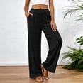 thumbnail image 2 of felwors Women's Wide Leg Lounge Pants High Waisted Knit Palazzo Pants with Pockets Soft Drape（Black， XL）, 2 of 6