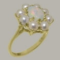 thumbnail image 2 of LBG British Made 9k Yellow Gold Natural Opal & Cultured Pearl Womens Statement Ring - 33 size options - Size 9, 2 of 5