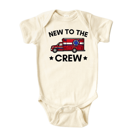 Cute Baby Bodysuit New To The Crew Ambulance Shirt Premium Custom Baby Clothes Unisex Baby Announcement Gift for Mom Newborn Outfit 0-3m Natural