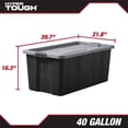 thumbnail image 6 of Hyper Tough 40 Gallon Large Storage Bin with Latch Lid, Black and Gray, Heavy Duty Plastic Storage Container Black and Gray, 6 of 11