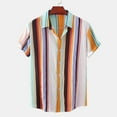 thumbnail image 4 of IYTR Mens Beach Shirts Short Sleeve T Shirts Comfy Button Down Turndown Collar Casual Stripe Color Matching Summer Fashion Tropical Hawaiian Vacation Shirts Black XXXL, 4 of 7