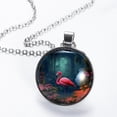 thumbnail image 2 of Flamingo Glass Circular Pendant Necklace - Stunning Jewelry for Women, Necklaces for Every Occasion, 2 of 5