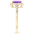 thumbnail image 3 of ANGARA Natural Emerald-Cut Amethyst Engagement Ring with Diamond Halo in 14K Yellow Gold for Women (Size-7x5mm) | February Birthstone, Anniversary, Jewelry Gift for Women | Natural Amethyst Ring, 3 of 9