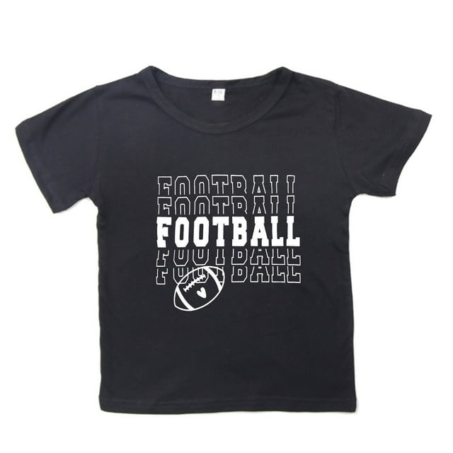 WEIYLL T Shirts for Boys Short Sleeve Rugby Football Letter Print Fans Gift Crewneck Bk3 Tees Clothes for 8-9 Years