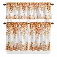 thumbnail image 2 of Kitchen Window Curtains Valance and Tier Set, Orange Watercolor Leaves on White Rod Pocket Tier Curtain Valance Set, Farm Eucalyptus Leaves Light Filtering Cafe Curtains for Bedroom Living Room, 2 of 9