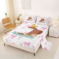 thumbnail image 2 of Erosebridal Capybara Duck Bed Sheets for Kids, Pink Bowknot Flower King Sheets, 4pcs, 2 of 5