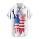 thumbnail image 4 of Mens Casual Manga Corta Botón Abajo Camisas, Cuello de Vuelta Impresión Del Día de la Independencia para el Verano, Al Aire Libre Y Casual, 4 of 6