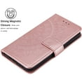 thumbnail image 4 of Case for Samsung Galaxy S22 Ultra 5G, Premium Leather Flip Wallet Case with Card Slots Holder Kickstand Hand Strap Mandala Half Flower Design Embossed Shockproof Cover Case - Rose Gold, 4 of 14