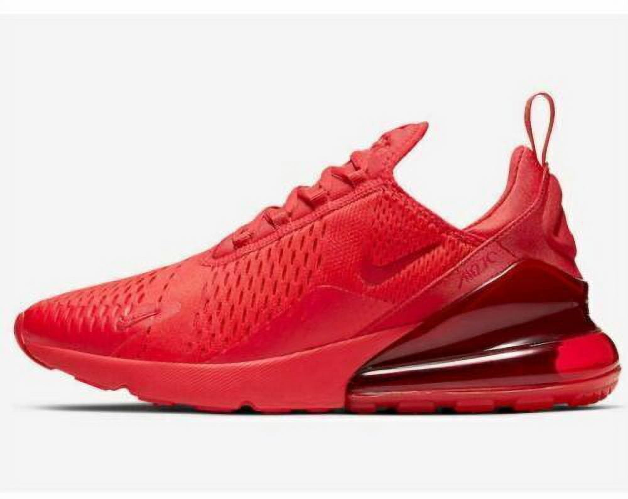 Nike Men s Air Max 270 Lifestyle Shoes in Triple Red University Red Knit Upper Asymmetrical Lacing SKU CV7544 600 Walmart