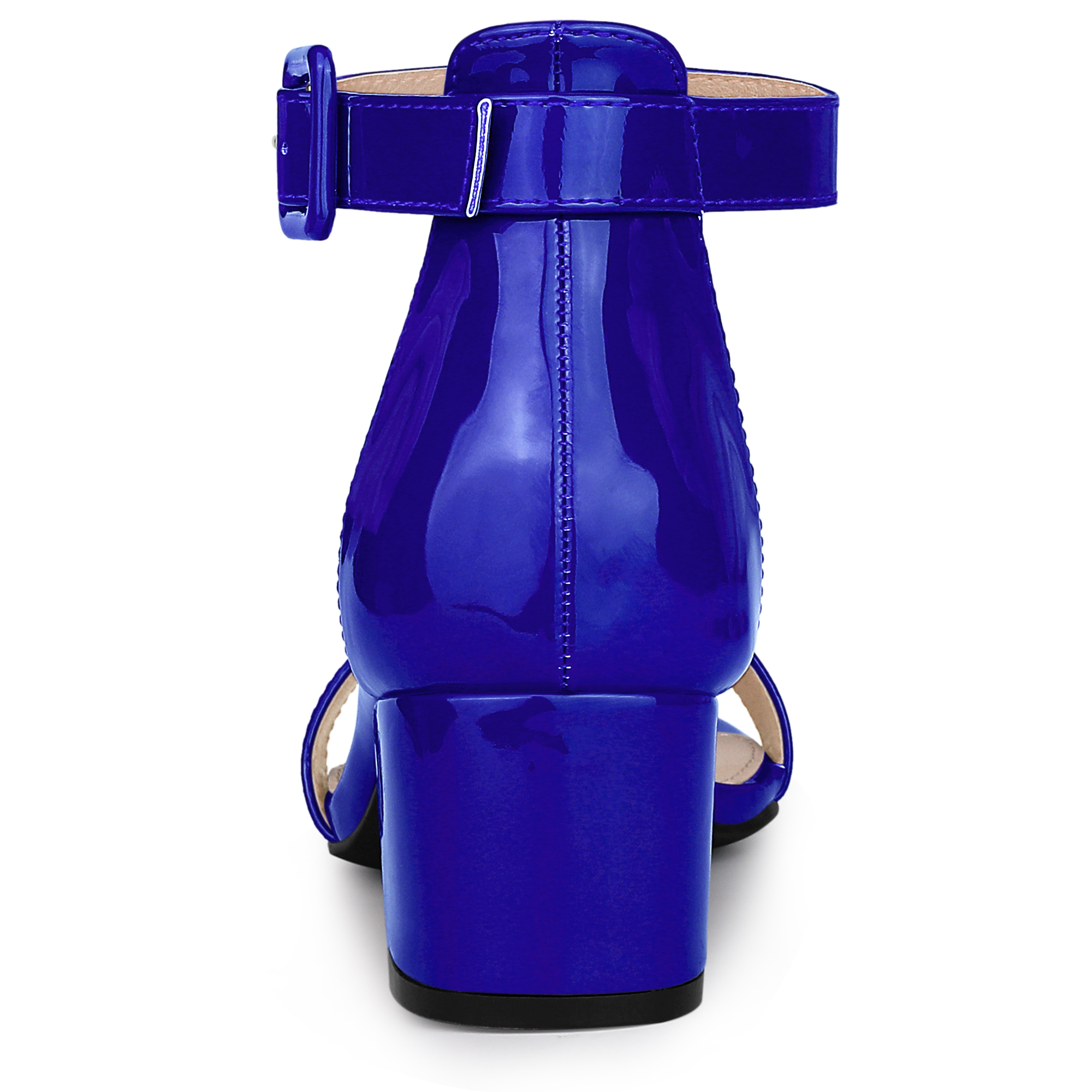 DARING DIVA Women's Ankle Strap Low Block Heel Sandals 7.5 Royal Blue