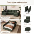 thumbnail image 5 of Marrber Convertible Modular L-Shaped Sectional Couch, 5 Seats Corner Sofa with Storage Ottoman for Living Room Small Space, Pet-Friendly Corduroy Green, 5 of 8