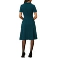 thumbnail image 3 of INSPIRE CHIC Women's 1950s Retro Vintage V Neck Button Down A-Line Swing Wear-to-Work Dress, 3 of 5