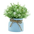 thumbnail image 2 of Pequeñas plantas artificiales en maceta, mini plantas de interior, arreglo floral, orquídea falsa en maceta para boda, estante, escritorio del hogar Olla azul, 2 of 8