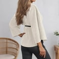thumbnail image 5 of Arlun Womens Belted Wool Cape Poncho Coats Winter Warm Stand Collar Wrap Outerwear Tailored Waist Tie Detail Long Sleeve Loose Solid Color Trendy Elegant Coat Beige S, 5 of 5
