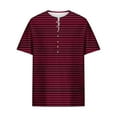 thumbnail image 4 of Big and Tall Stripe Shirts for Men S-5XL Plus Size Short Sleeve Tshirts Button V Neck Pullover Lightweight Going Out Loungewear Tees Tops, 4 of 5