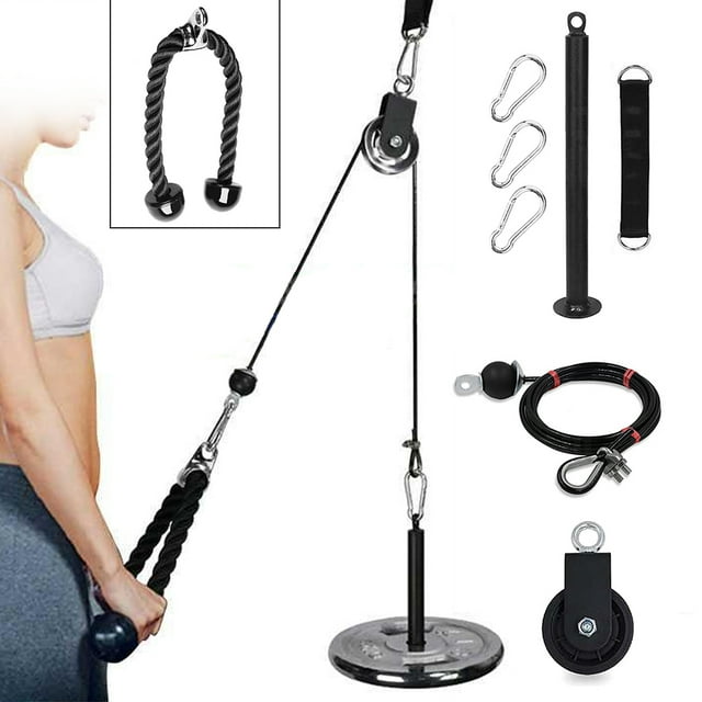 Pulley Cable Machine Attachment System with Upgraded Loading Pin Super-Silent Detachable 360 Degree Rotation Pulley Fitness Arm Biceps Triceps Strength Training Home Gym Workout Equipment