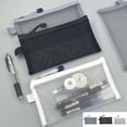 thumbnail image 2 of Juego de 3 estuches transparentes de malla con cremallera, estuches de nailon para lápices, bolsas de almacenamiento para estudiantes, organizador de artículos de aseo de viaje, bolsa de maquillaje,, 2 of 9