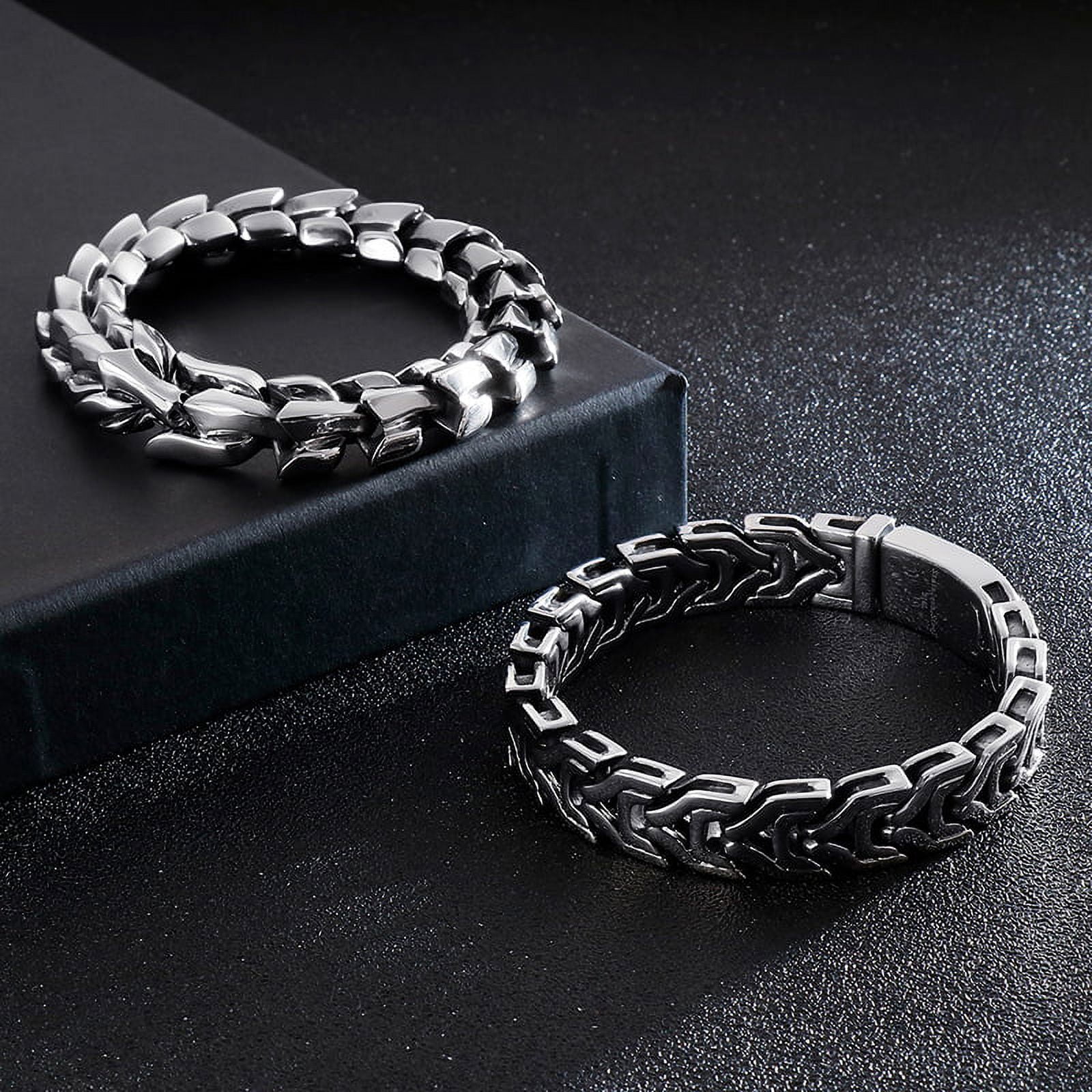 Metaljc Fashionable Dragon Bone Chain Bracelet for Men, Punk Trend Cool Gift Decorations
