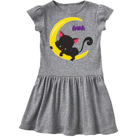 

Inktastic Black Cat Cat On The Moon Bat Halloween Gift Toddler Girl Dress