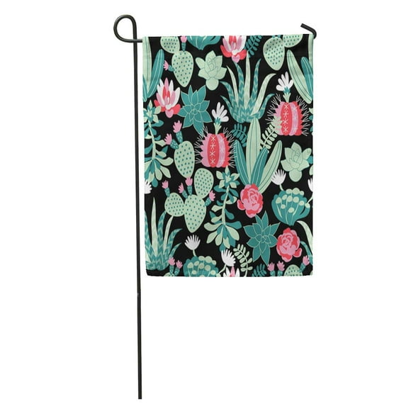 NUDECOR Green Cactus Succulents and Cactuses in Scandinavian Tropical Pink Pattern Garden Flag Decorative Flag House Banner 28x40 inch