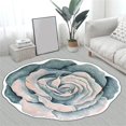 thumbnail image 1 of Floral Area Rugs Peony Flower Shape Area Rugs Non-Slip Rugs Floral Shaggy Carpet Bath Mat for Dorm Preppy Room Decor, Blue, 3.3'x3.3', 1 of 6