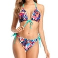 thumbnail image 3 of Sociala Women's Floral Trim Bikini Sets Tie Front Triangle Swimsuuit Lace Swimwear, 3 of 5