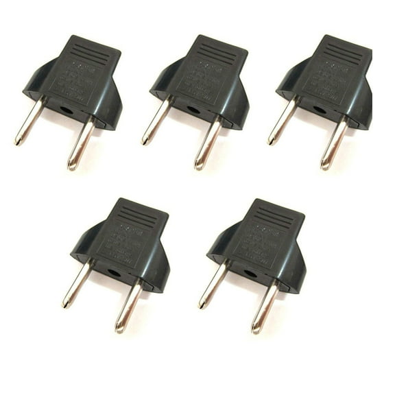 Teissuly US USA to EU Europe Travel AC Power Socket Plug Adapter Adaptor Converter (Black, 5-Pack)