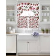 thumbnail image 3 of Red Strawberry Swag Kitchen Curtains Sets for Windows 24 Inch Length, Flowers Pink Love Valentine's Day Short Window Curtain Panels Swags Valances and Tiers 3 Piece Set for Cafe/Dining Room, 3 of 5