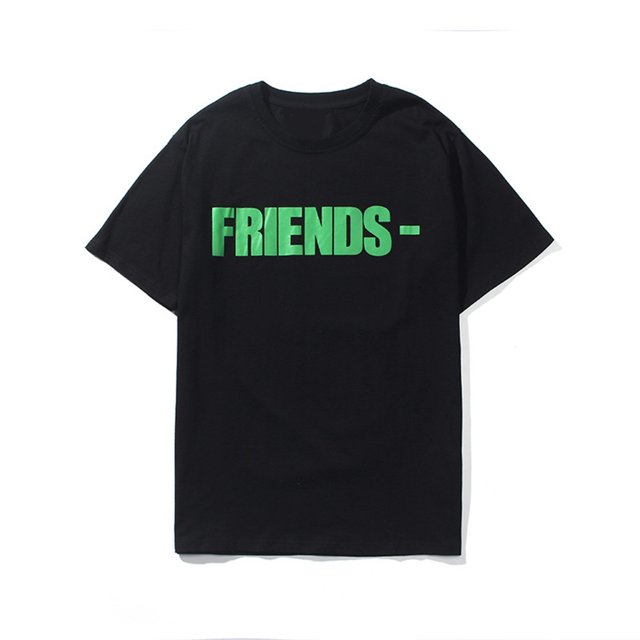 Camiseta de hombre Big V Print Cotton Hip-Hop Summer Tee Letters Friends Fashionable, Black-XL Sincero Ropa