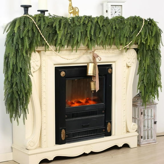 LEWEEN 6 FT Christmas Norfolk Pine Garland -1PCS, Artificial Pine Needles Garlands Faux Greenery Fake Garland for Holiday Fireplace,Table,Window,Stairs,Mante,Indoor Outdoor Decor