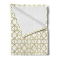 thumbnail image 2 of Moroccan Soft Flannel Fleece Blanket, Geometric Girih Pattern in Squares and Star Like Shapes Traditional Art Print, Cozy Plush for Indoor and Outdoor Use, 70" x 90", Amber and White, by Ambesonne, 2 of 5