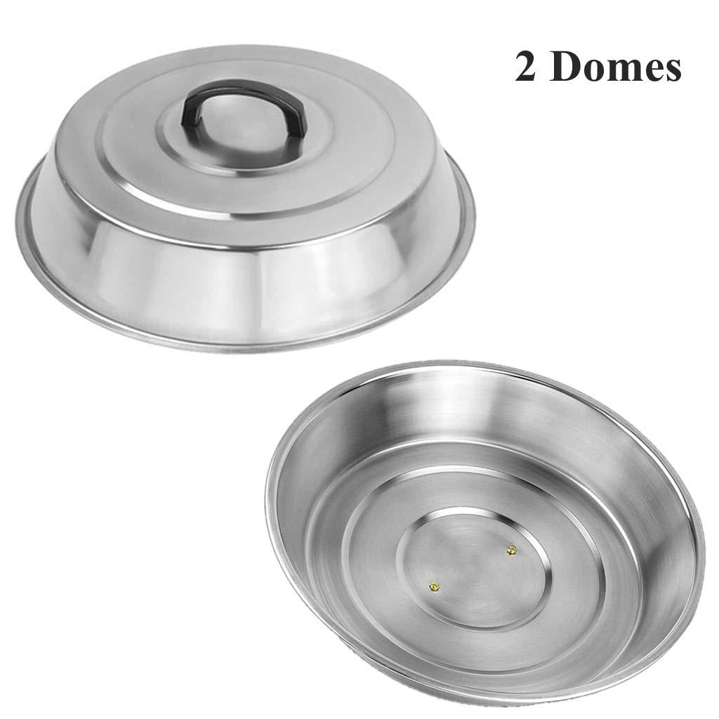 2 Sets BBQ Accessories 12 Inch Round Stainless Steel Basting Cover Cheese Melting Dome and