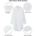 thumbnail image 6 of jinghuiyue Women's Button Down Shirt Dresses Long Sleeve Oversize Blouse Casual Long Shirts with Side Pockets L, 6 of 8