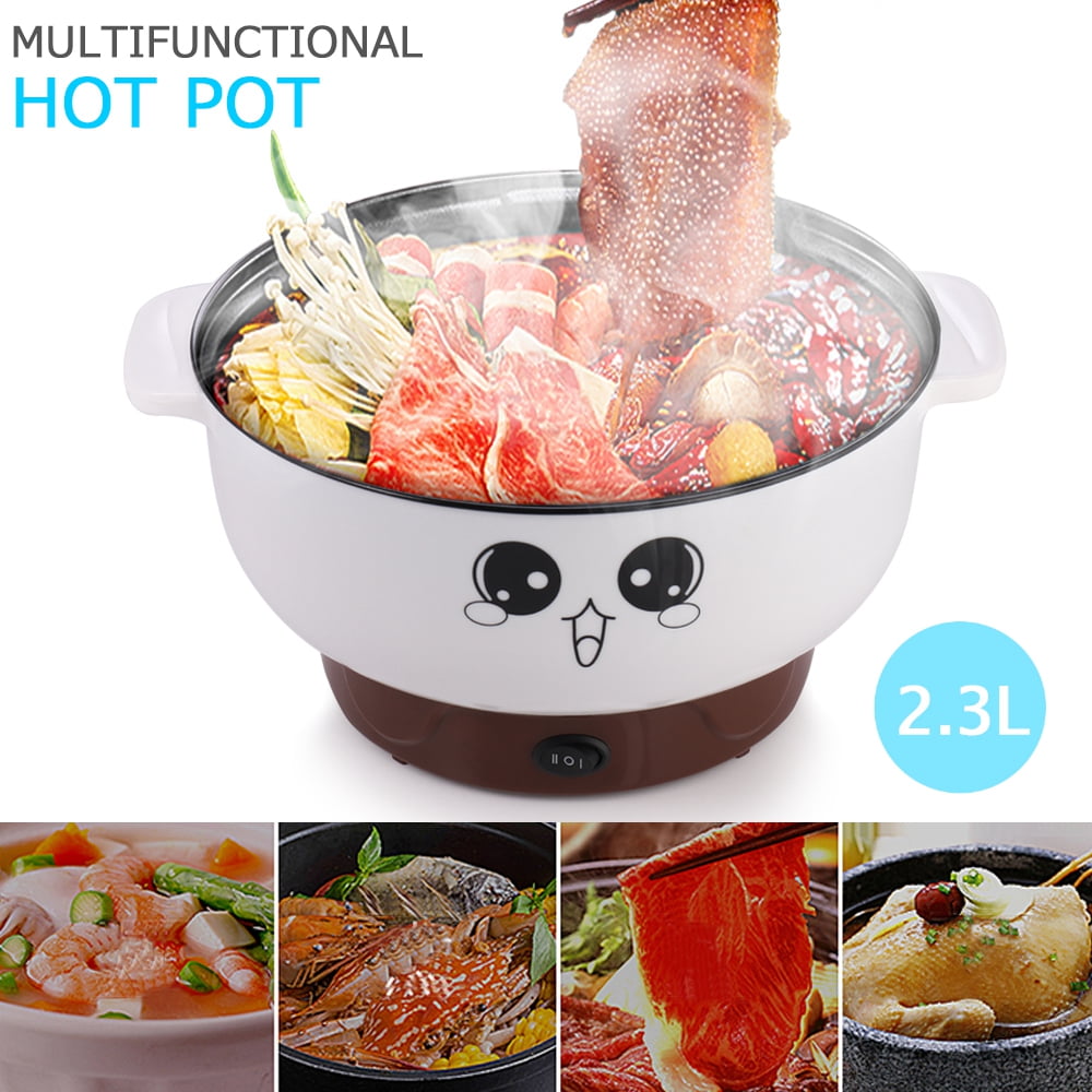 JTJxop Electric Hot Pot 1.5L Electric Cooker Pink,with Steamer Over Heating and Boil Dry Protection with Keep Warm Function Soup Porridge Multi-Functional Mini Pot for Noodles 