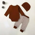 thumbnail image 4 of Gvdentm Baby Boy Clothes Set Newborn Long Sleeve Dad's Little DUDE Print Tops Pants Hat Infant Boys 3Pcs Outfit Sets(Brown,12-18 Months), 4 of 6