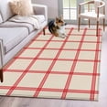 thumbnail image 5 of Area Rug 48×72in, Vintage Red Stripe Linen Style Floor Carpet Living Room Rug, Abstract Geometric Plaid Non-Slip Welcome Mat Indoor Rugs for Bedroom Dining Room, 5 of 9