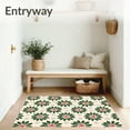thumbnail image 3 of ODIKA 6'x9' Machine Washable Non-Slip Area Rug, Holly Berry Wreath Christmas Bathroom with Festive Snowflake Design High Traffic Rug with Pad, Green, 638599, 3 of 8