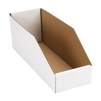 Ucanpack 25 Count Corrugated Shelf Bins, Durable White Cardboard for Warehouse or Office Use 2x12x4½"