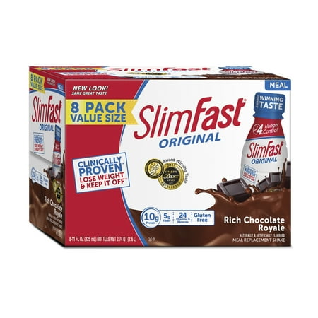 SlimFast Original Meal Replacement Shakes, Rich Chocolate Royale, 11 Fl oz, 8 Ct