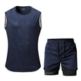 thumbnail image 2 of Bovxnpu Men's Clothing Set 2 Piece Outfits Tracksuit Sleeveless Crew Neck Men's Casual Button Shirt Pants Set, 2 of 7