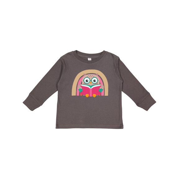 Inktastic Book Lover Owl Reading Librarian Girls Long Sleeve Toddler T-Shirt