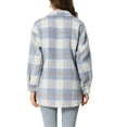 thumbnail image 3 of MODA NOVA Juniors Plaid Two Pockets Button Front Closure Jacket Blue 2XL, 3 of 5