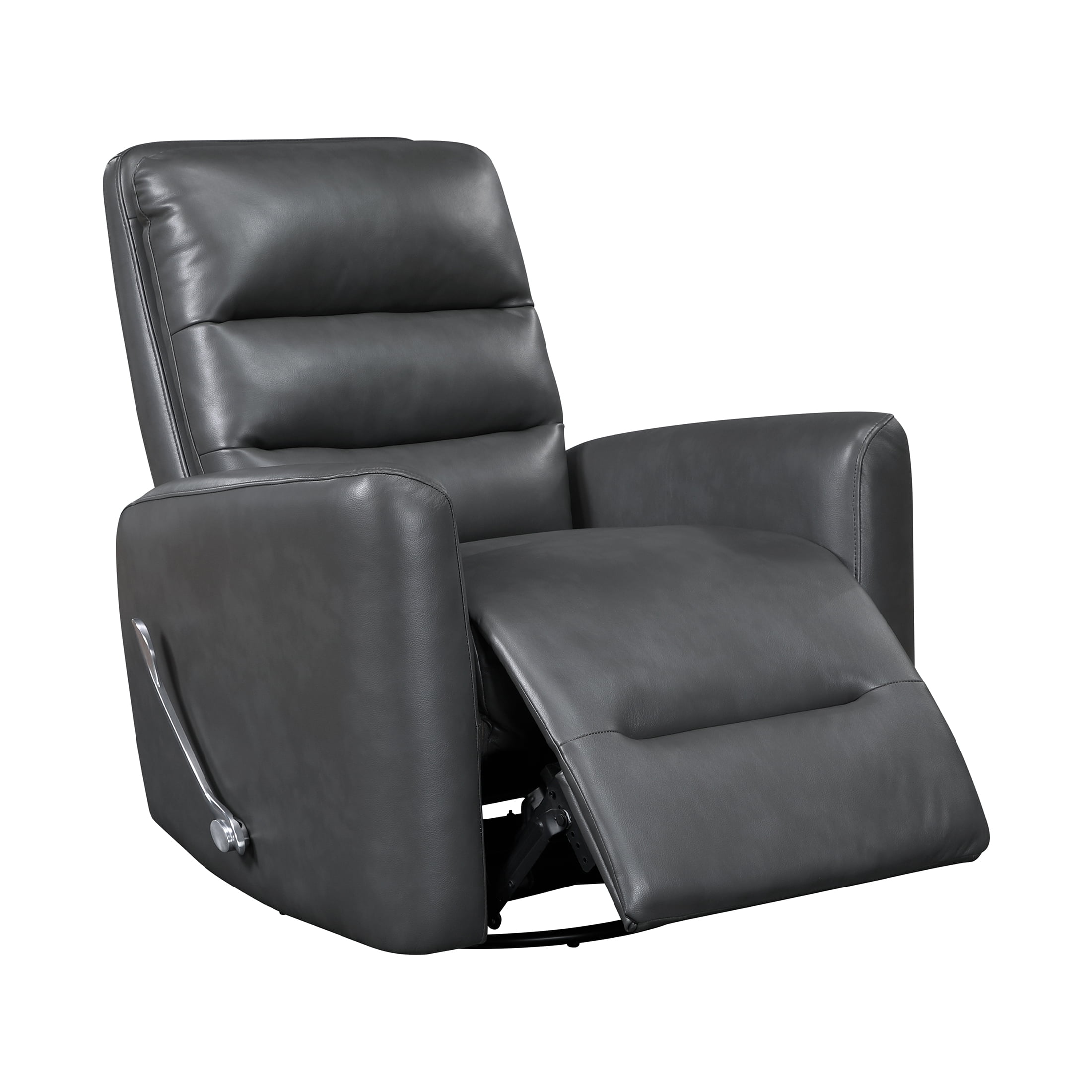 OakvillePark Crestshire Faux Leather Swivel Glider Reclining Chair, Gray