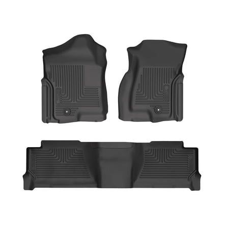 Husky Liners 93891 Weatherbeater Floor Mats Fit 2001-2006 Silverado/Sierra 1500 Crew Cab HD/LD Front/2nd Row Liners 3pc Black