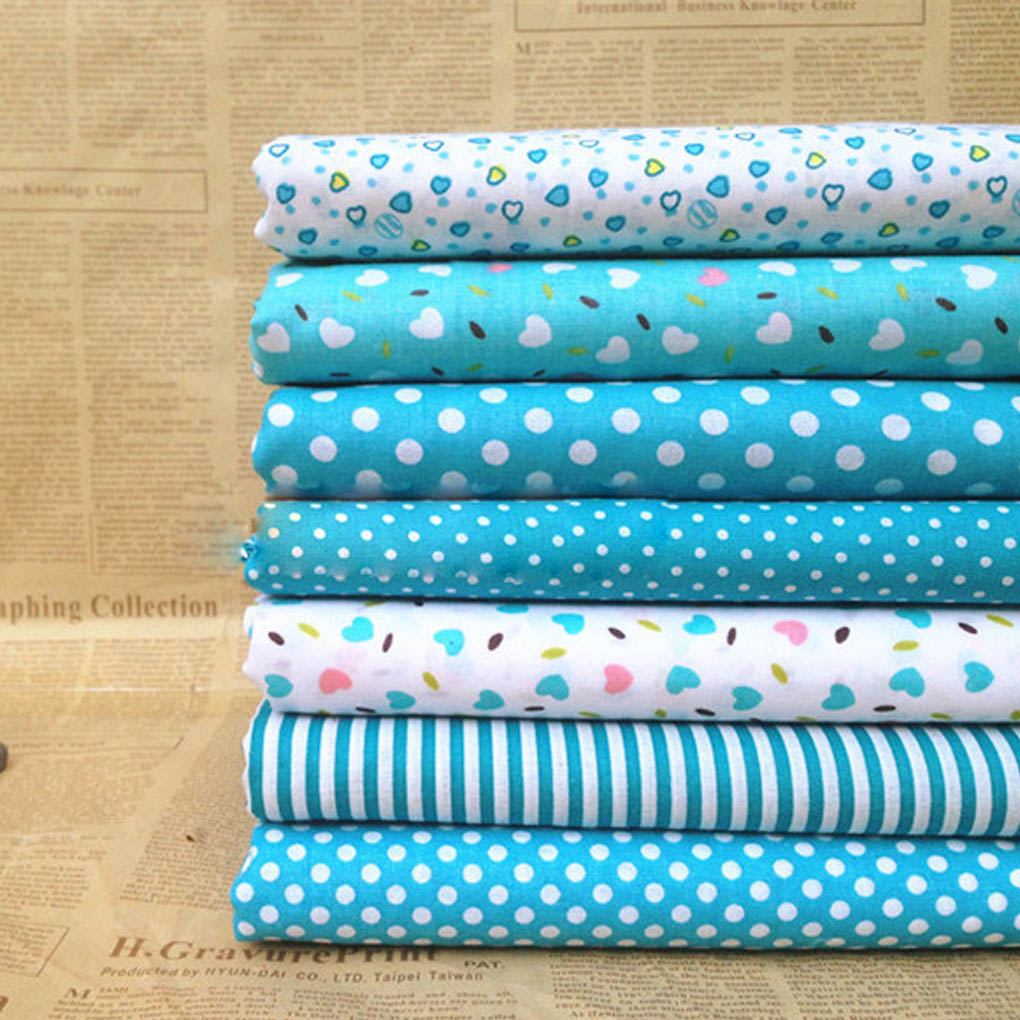 7pcs Quilting Fabric Set Mixed Squares Printing Floral Dot Stripe