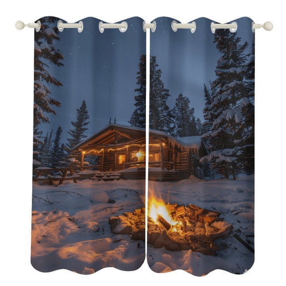 Christmas Snowman Snow House Blackout Window Curtains for Bedroom Living Room Kicthen High Shading 2 Panels