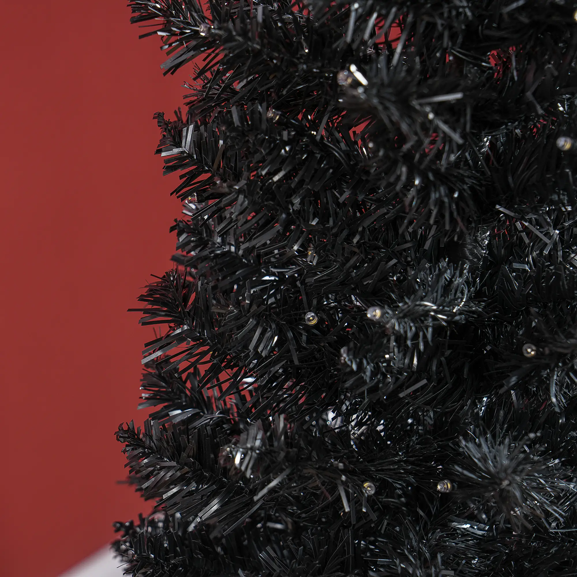 Black 6 ft Pencil Christmas Tree with 200 Warm White LED Lights